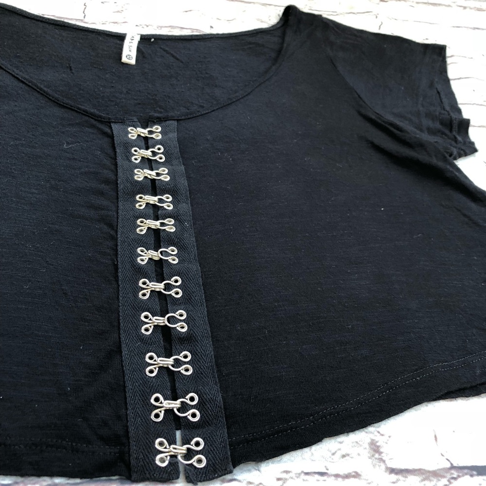 Emma & Sam punk hook & loop front scoop neck tee